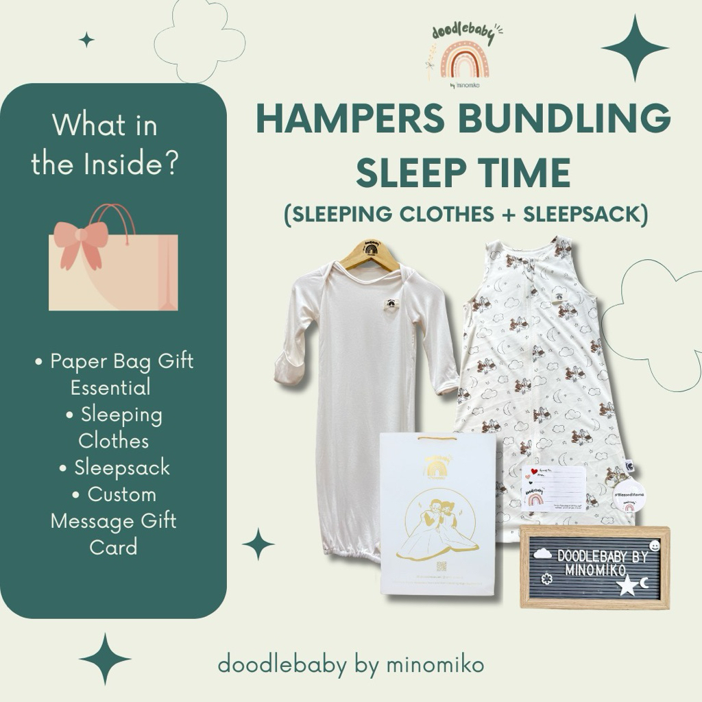 Doodlebaby Hamper Gift Bundling Sleep Time (Sleepsack & Sleeping Clothes) / ของขวัญทารกแรกเกิด