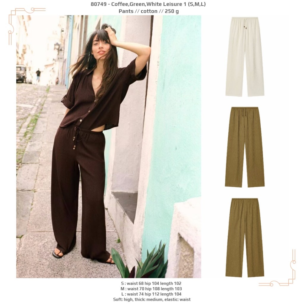 H0LTO - สีขาว Leisure 1 (S,M,L) - กางเกง 260716