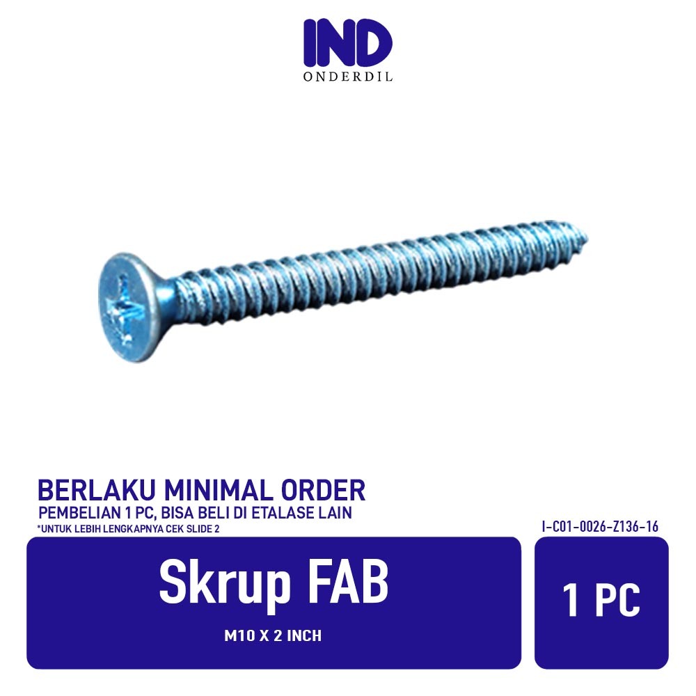 WHOLESALE FAB สกรู M10 x 2 นิ้วสลักเกลียวสกรูแตะตัวเอง Harden Phillips หัวแบน F + AB 10 มม. x 51 มม.