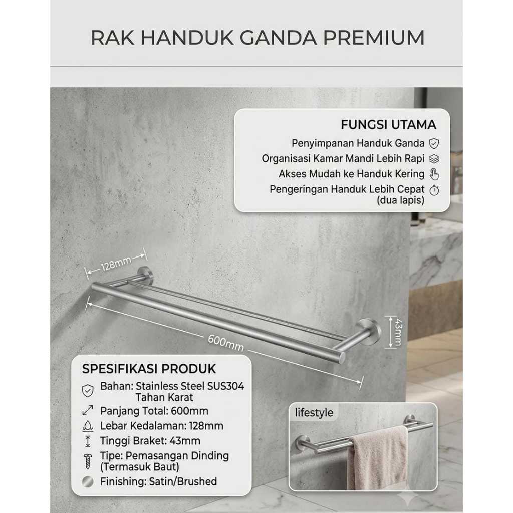 [TOWEL RACK ] BATHROOM RACK TOWEL RACK แขวนผ้าเช็ดตัว TOILET WALL RACK