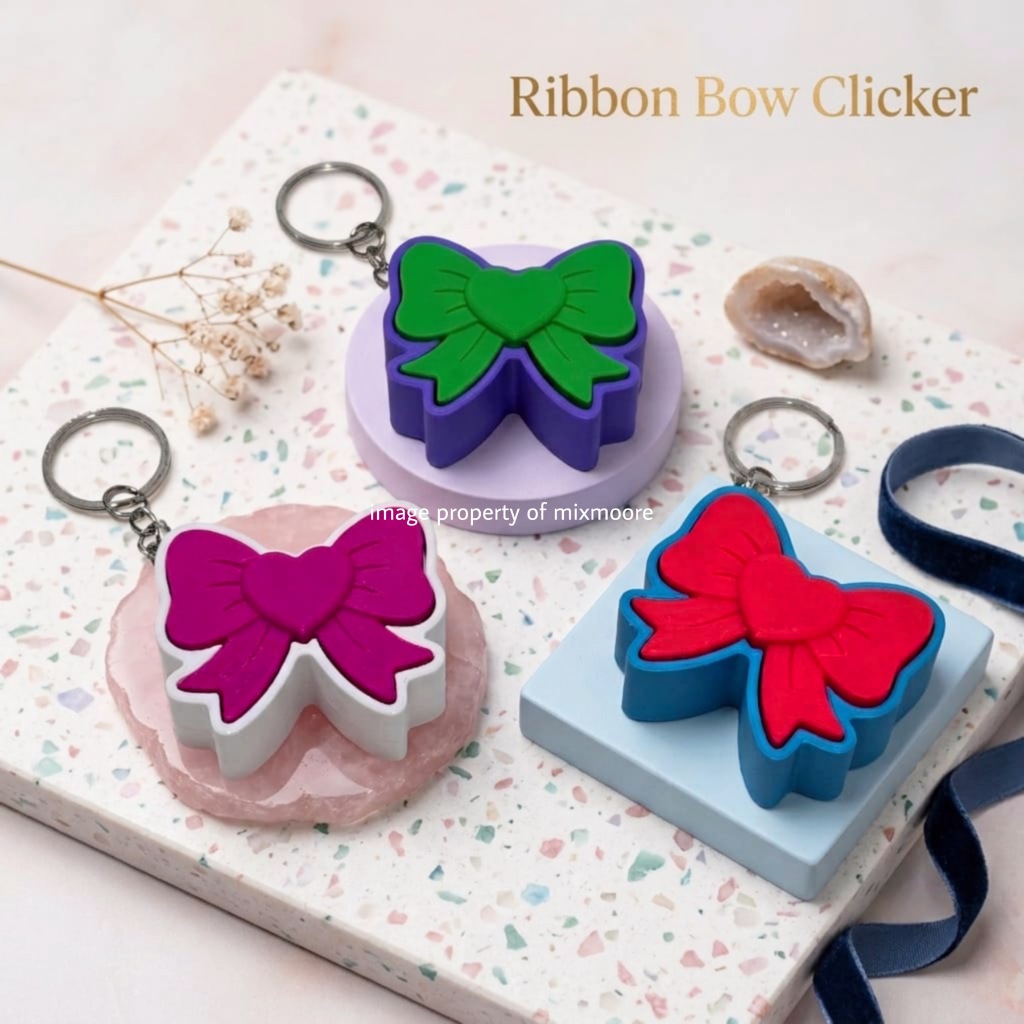 MIXMOORE - 3D FIDGET CLICKER CHAIN MECHANICAL KEYBOARD RIBBON BOW TOY คลิก ANTI STRESS