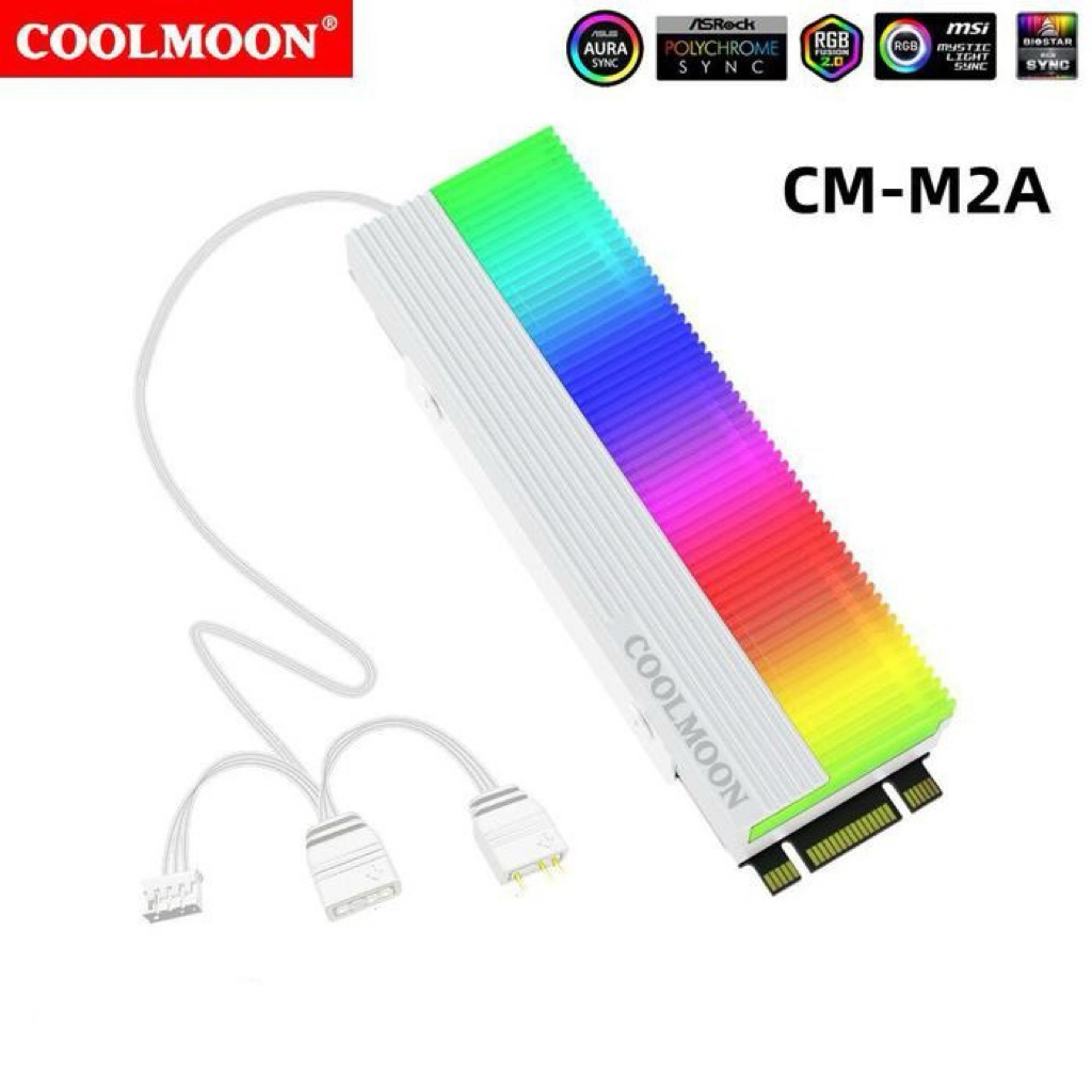 Heastink Cooler SSD M.2 Sata / M.2 NVME Coolmoon CM-M2A ARGB สีขาว