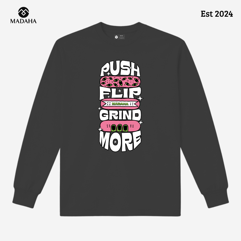 Madaha Long Sleeve Skate Push Flip Grind T-Shirt