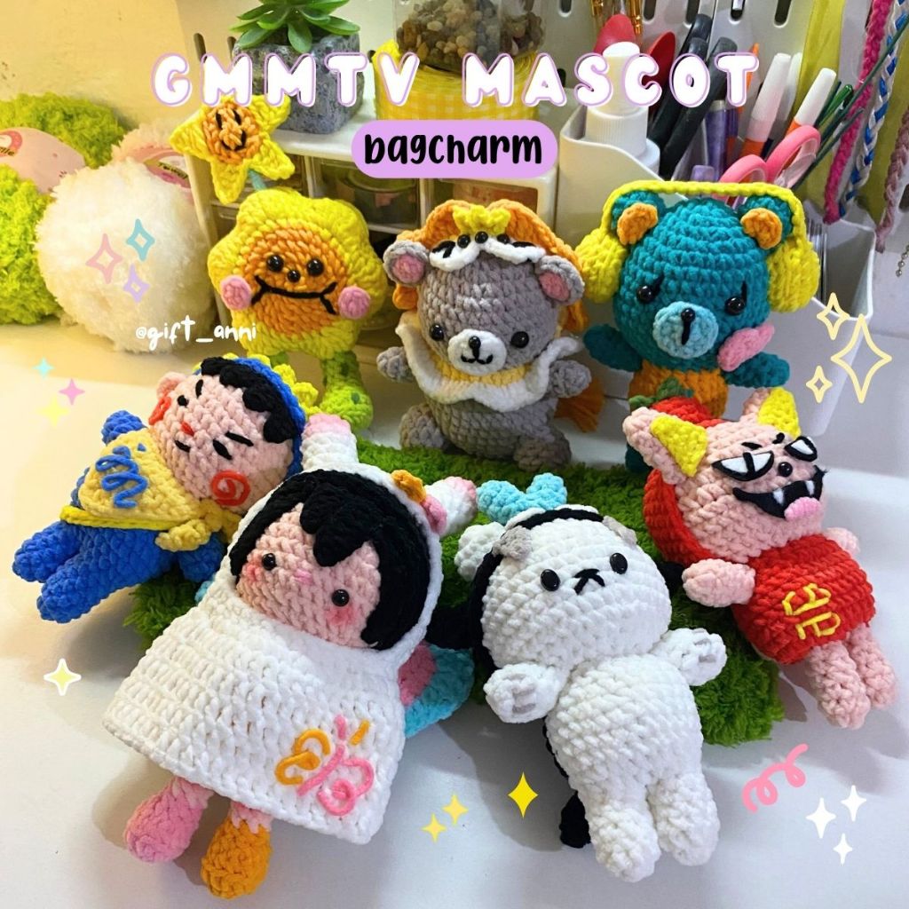 GMMTV Mascots พวงกุญแจ Bagcharm โครเชต์ตุ๊กตา Permpoon - Polcasan - Jandee - Jewel