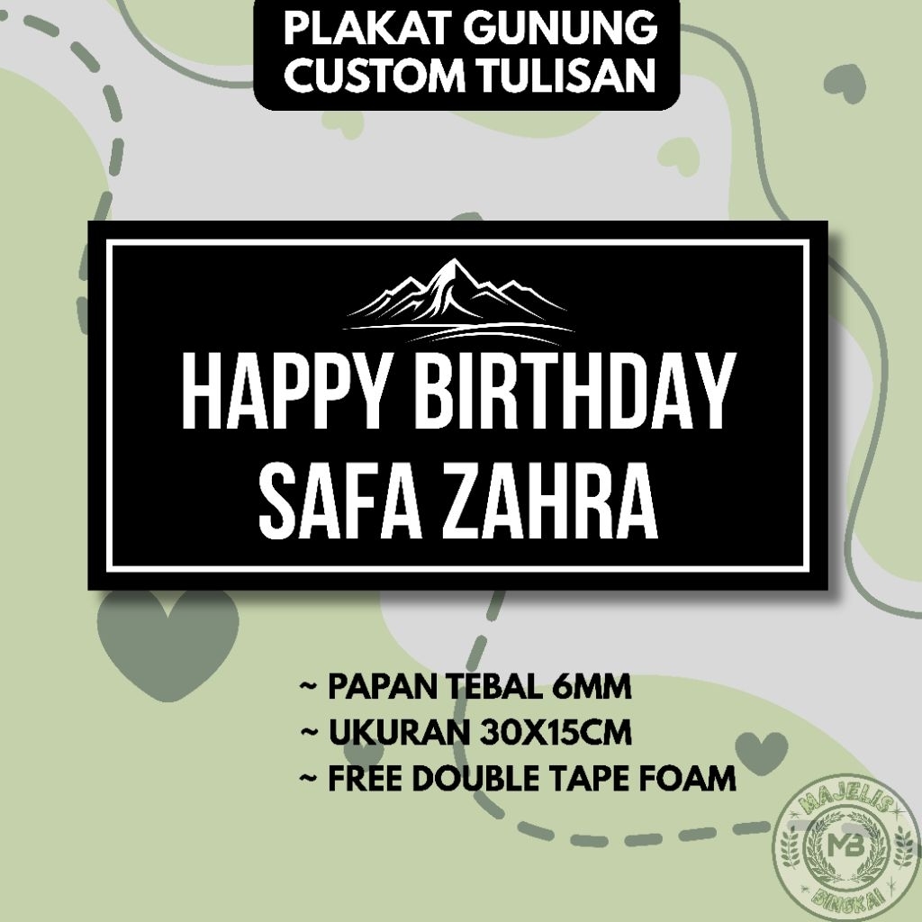CUSTOM MOUNTAIN PEAK HAPPY BIRTHDAY PLAQUE