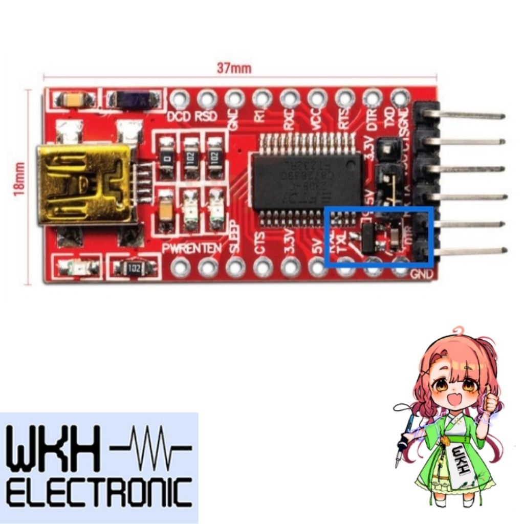 FT232RL USB ถึง TTL พร้อมตัวแปลงทรานซิสเตอร์โมดูลอนุกรมตัวแปลง FT232 FTDI 232RL