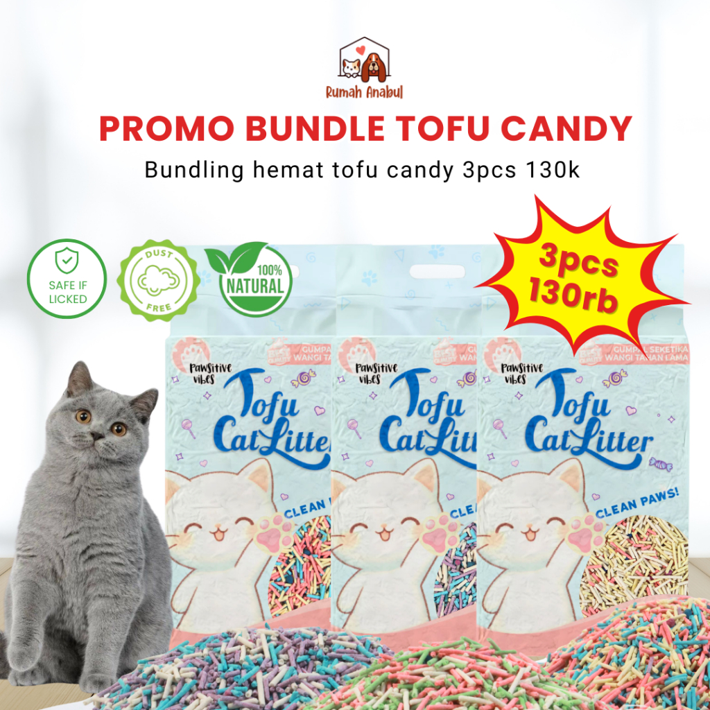 PAWSITIVE VIBES Tofu Candy Cat Litter 7L Fragrant Cat Litter - Clumping Cat Litter