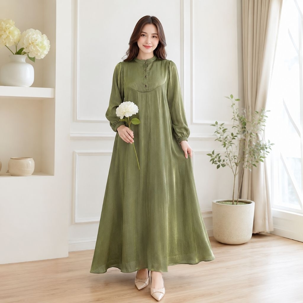 Azzila Dress Gamis Shimmer Silk Premium Full Lining