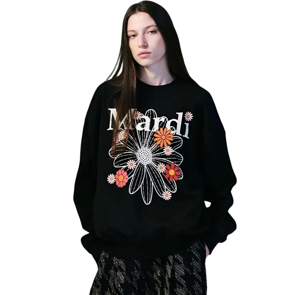 เสื้อสเวตเตอร์ คอกลม Mardi Mercredi Black Blossom FlowerMardi