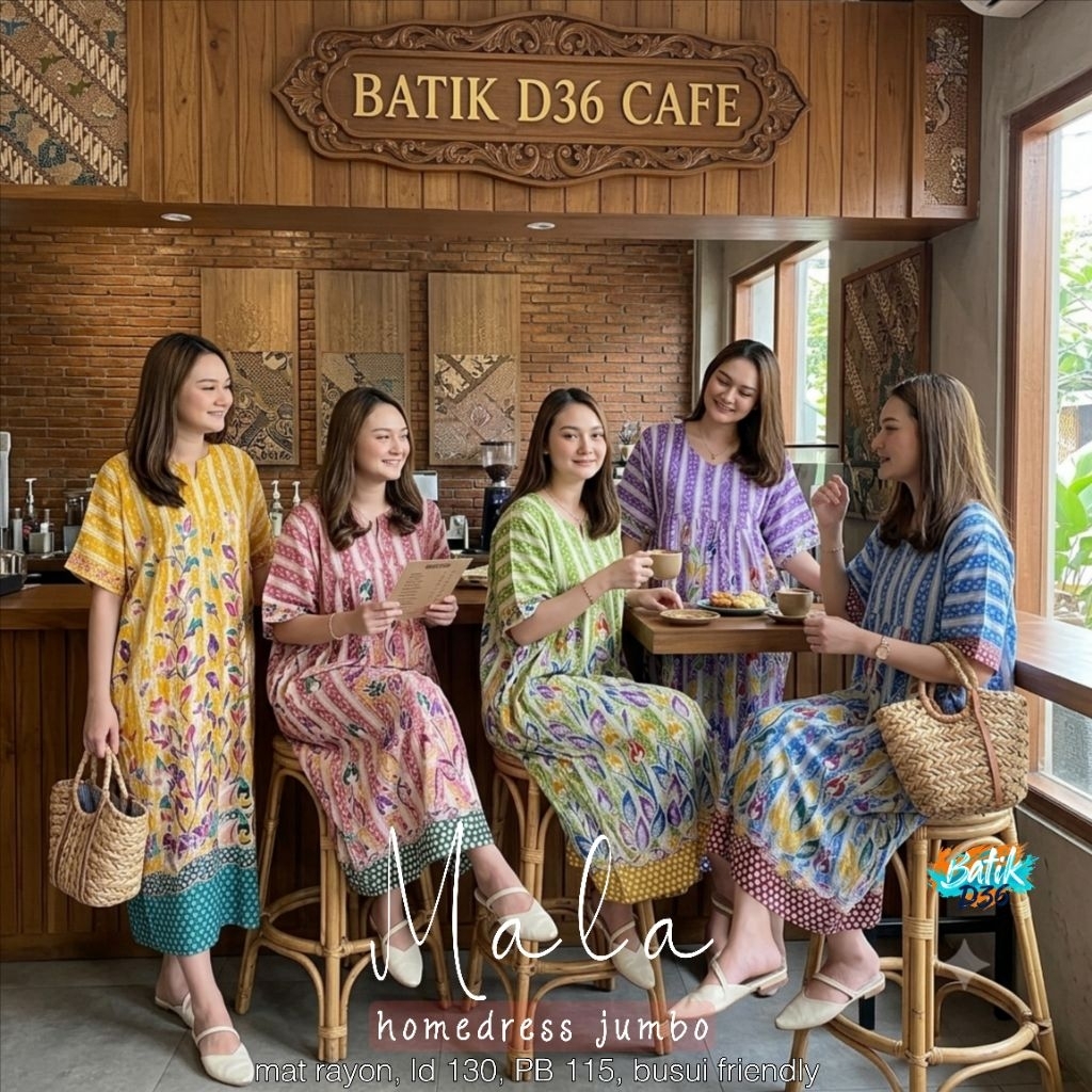 Daster MALA LD130 ซม.PJ115 js Busui Friendly พรีเมี่ยมเรยอนเสื่อวัสดุ Cool Smooth Soft Modern homedress บ้านชุดนอนชุดลําลอง