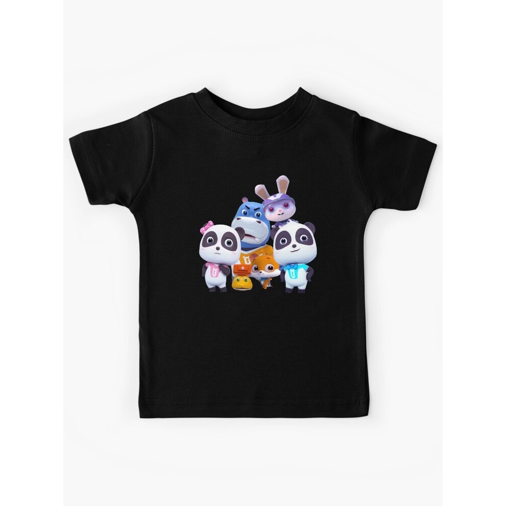 BabyBus ทีมกู้ภัย Super Kiki และ Miumiu Panda Clothing เสื้อยืดเด็ก