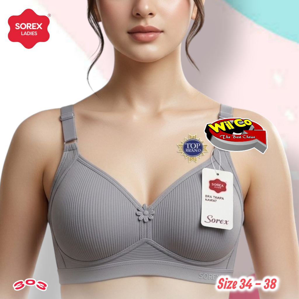 K303 (1-3 ชิ้น) Sorex Bra Foam No Wire Cup A/B Hook 2 Size 34 - 38