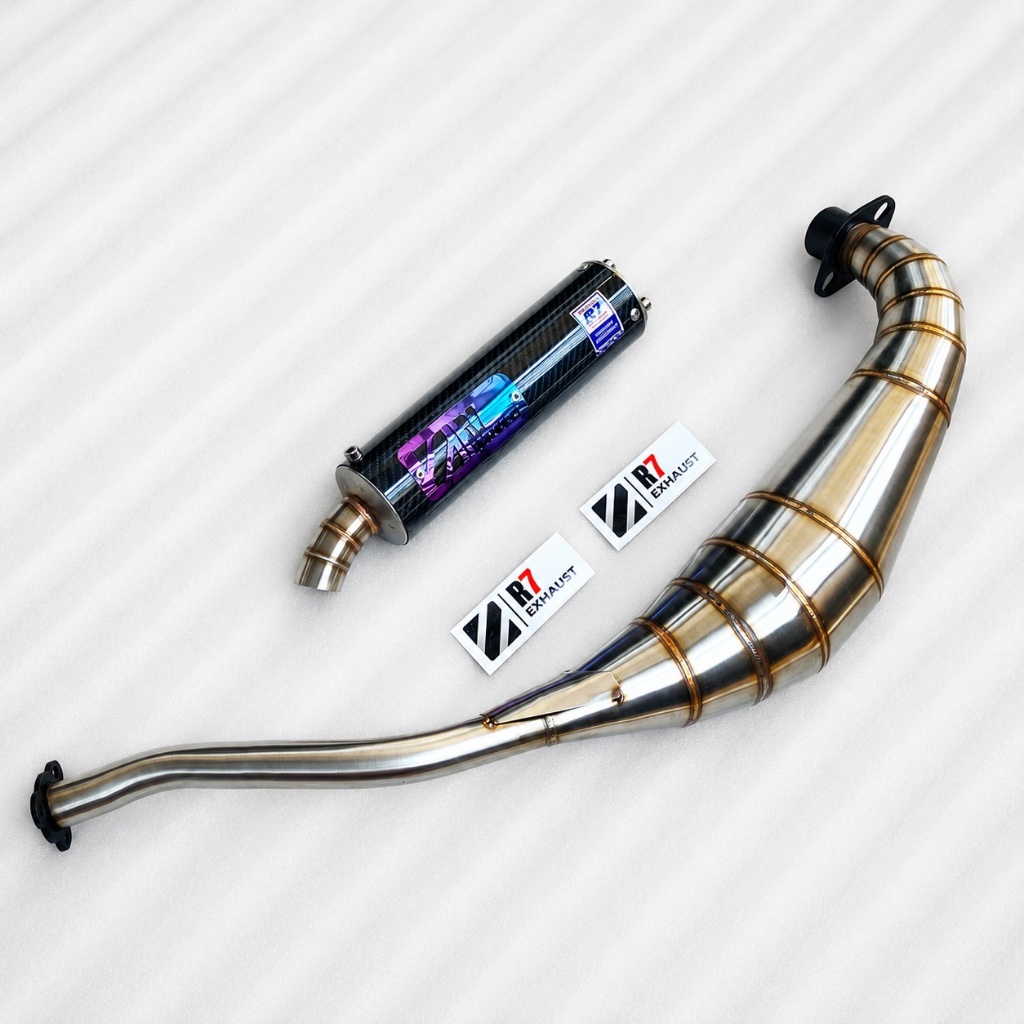 ท่อ R7 REPSOL Racing Pipe 2 Stroke Yamaha F1ZR Alfa Sigma SS2 Y100 Y110 Belle-R Mate 110 RC80 RC100 Crystal RC110 Stainless Muffler