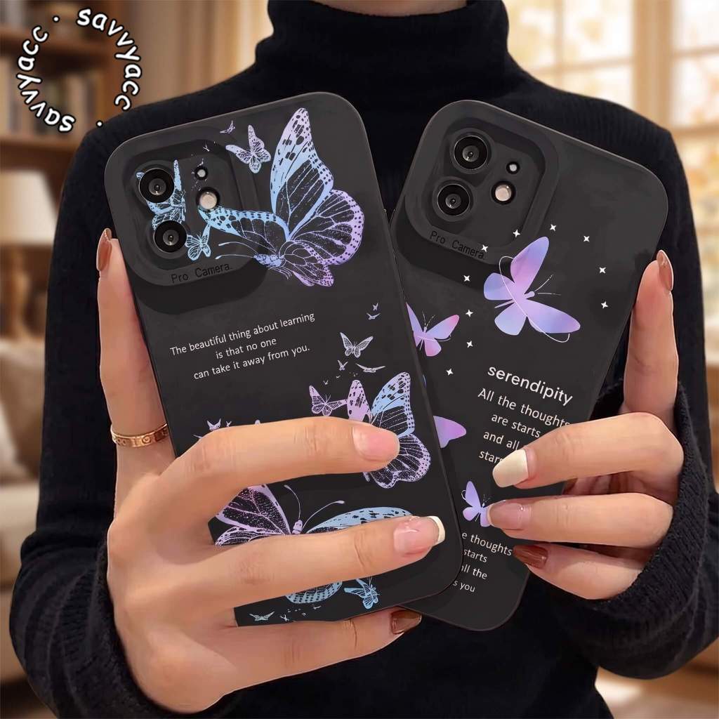 PROCAMERA CASE DARK BUTTERFLY สําหรับ ITEL S25 S26 ULTRA DARK BUTTERFLY MOTIF SG44 SHOCKPROOF ANTI S