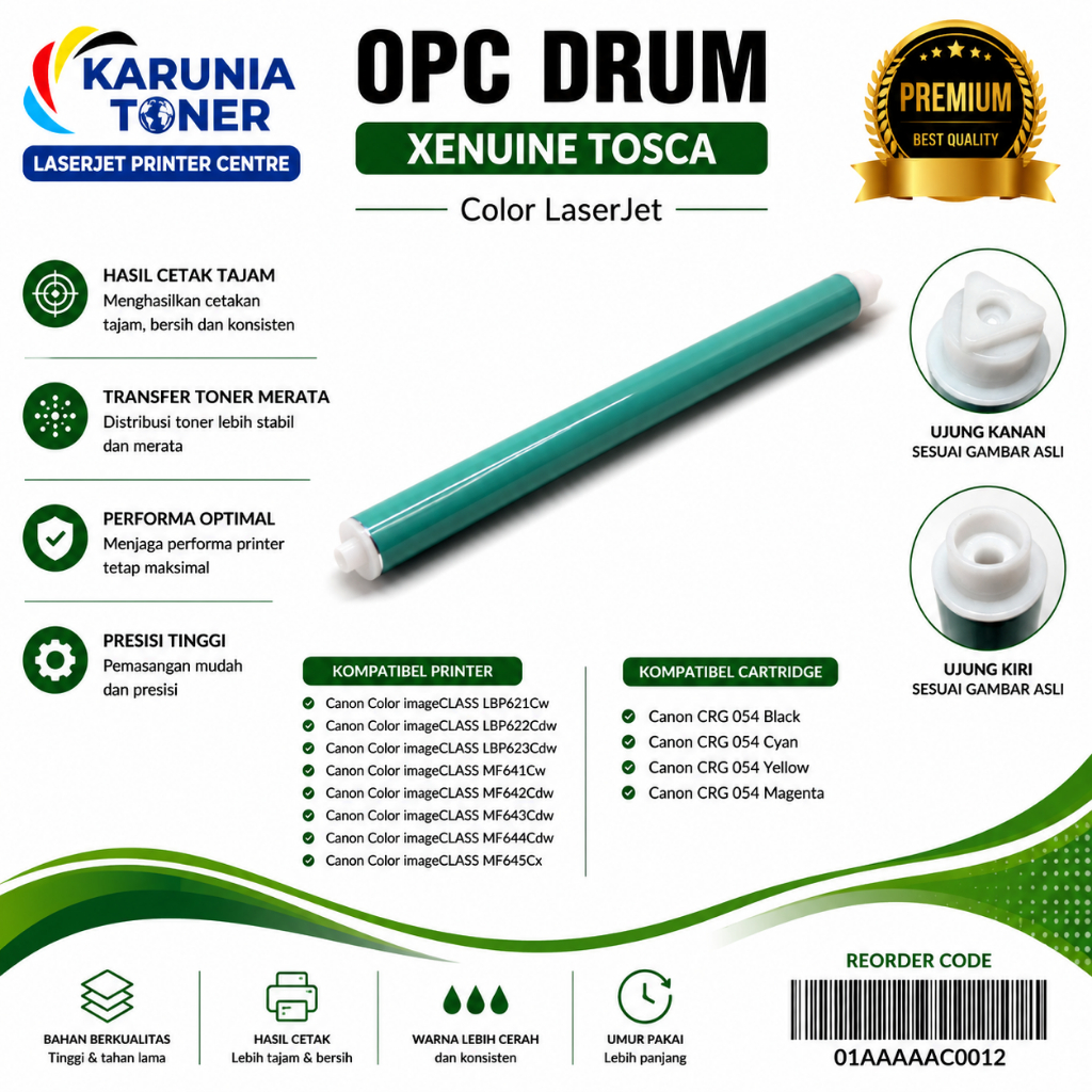 OPC DRUM XENUINE TOSCA Color LaserJet Canon CRG 054 Canon Color imageCLASS LBP621Cw LBP622Cdw LBP623