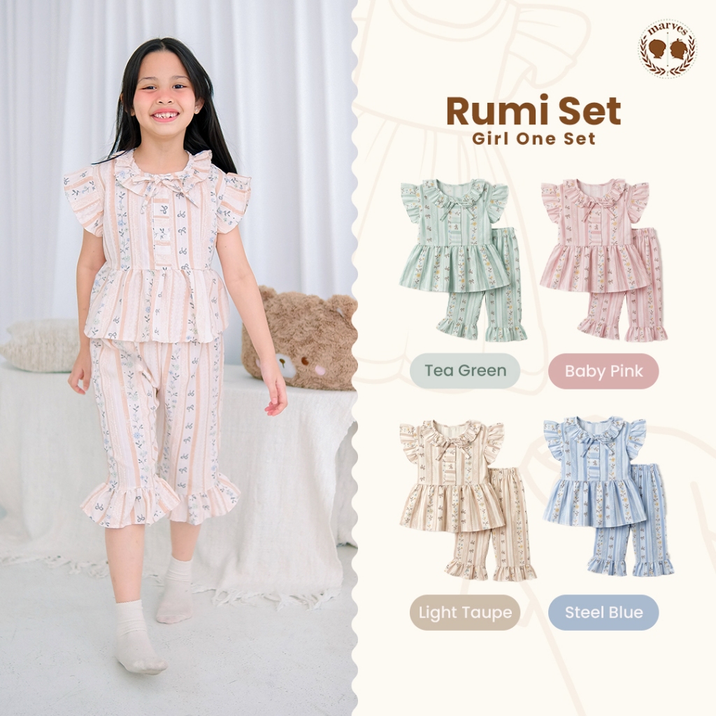 Marves Rumi Elora ชุดนอนเด็กผู้หญิง ชุดอายุ 1 ถึง 14 ปี