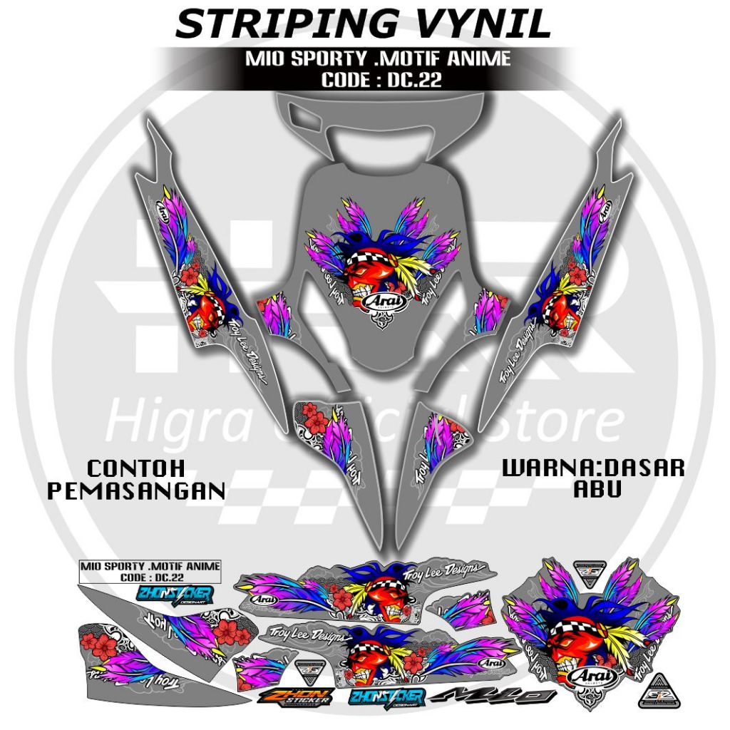 MIO SPORTY SMAILE STICKER LIST ANIME DESIGN CODE DC, 22 MOTIFS