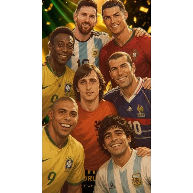 โปสเตอร์ Messi CR7 Pele Cruyff Zidane Ronaldo Marradona จัมโบ้ 84ซม.