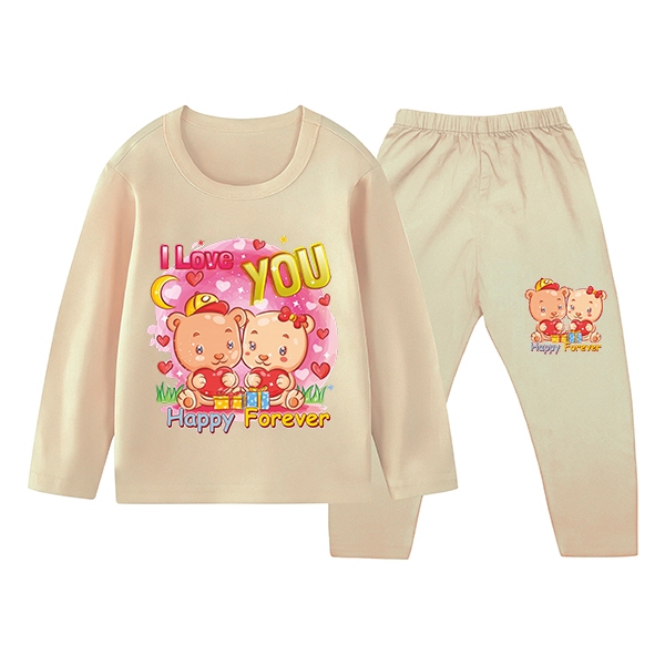I love You Happy Forever Bear ชุดนอนเด็กชุดสบายทนทาน 1-10 ปี 1330
