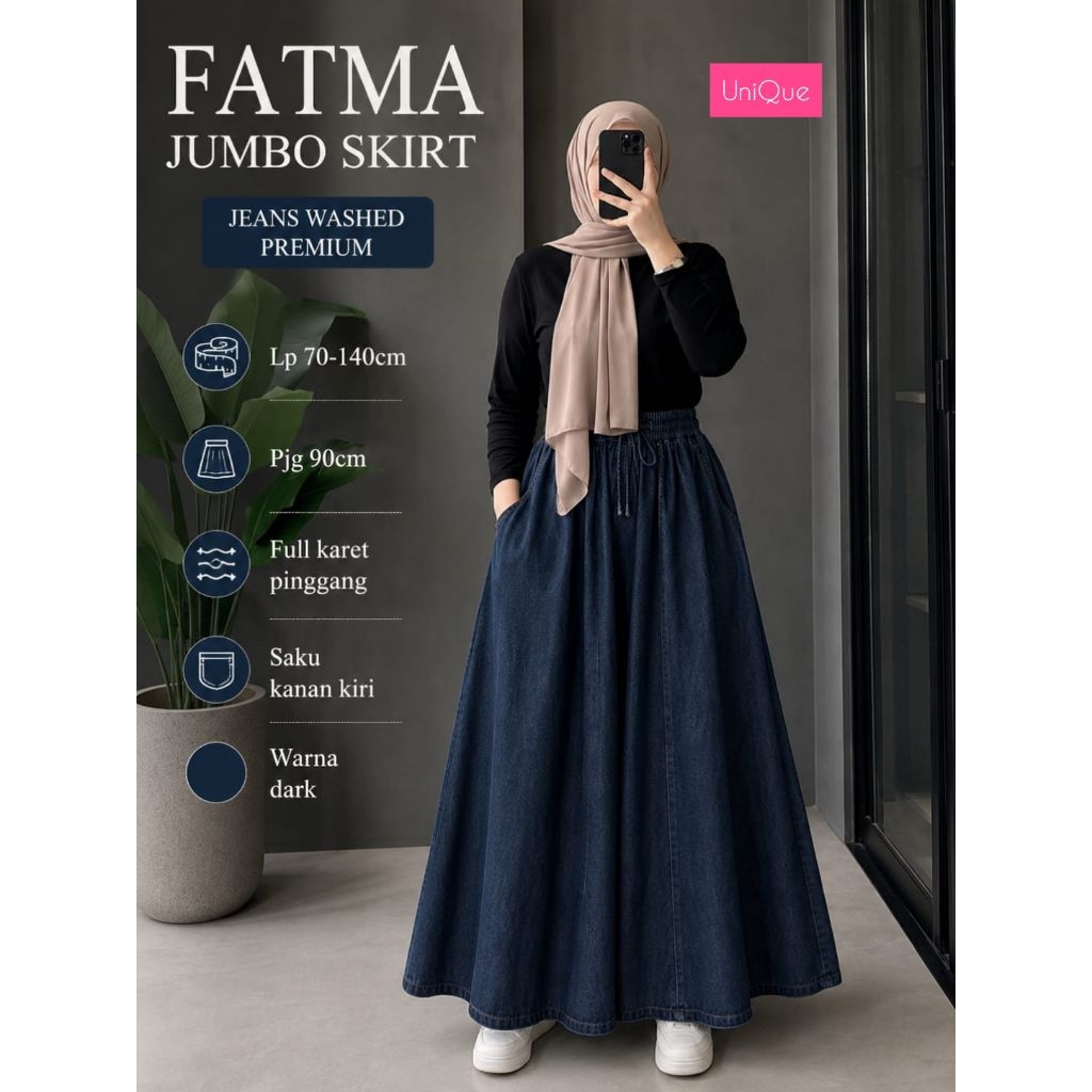 FAMMA SKIRT / NIYA SKIRT JEANS PREMIUM SUPER MAYUNG โดย UNIQUE