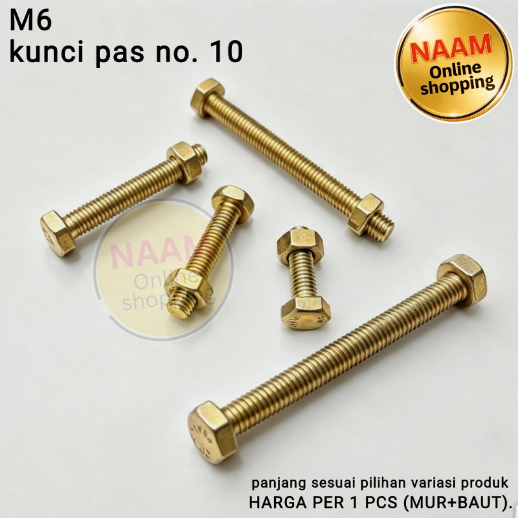 (M6) M6 BOLT + NUT KEY 10 - KEY BOLT 10 - PAIR OF M6 BOLT NUT HEX KEY 10