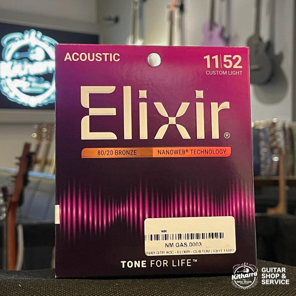 สาย Elixir 11027 | Nanoweb 11-52 ไฟแบบกําหนดเอง | สายกีตาร์โปร่ง