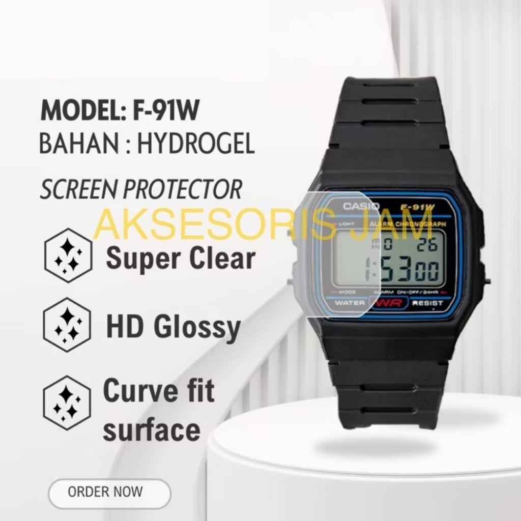 LAYER ANTI-SCRATCH HYDROGEL WATCH F-91W F 91W F 91 F91 SCREEN PROTECTOR / GLASS PROTECTOR / HYDROGEL