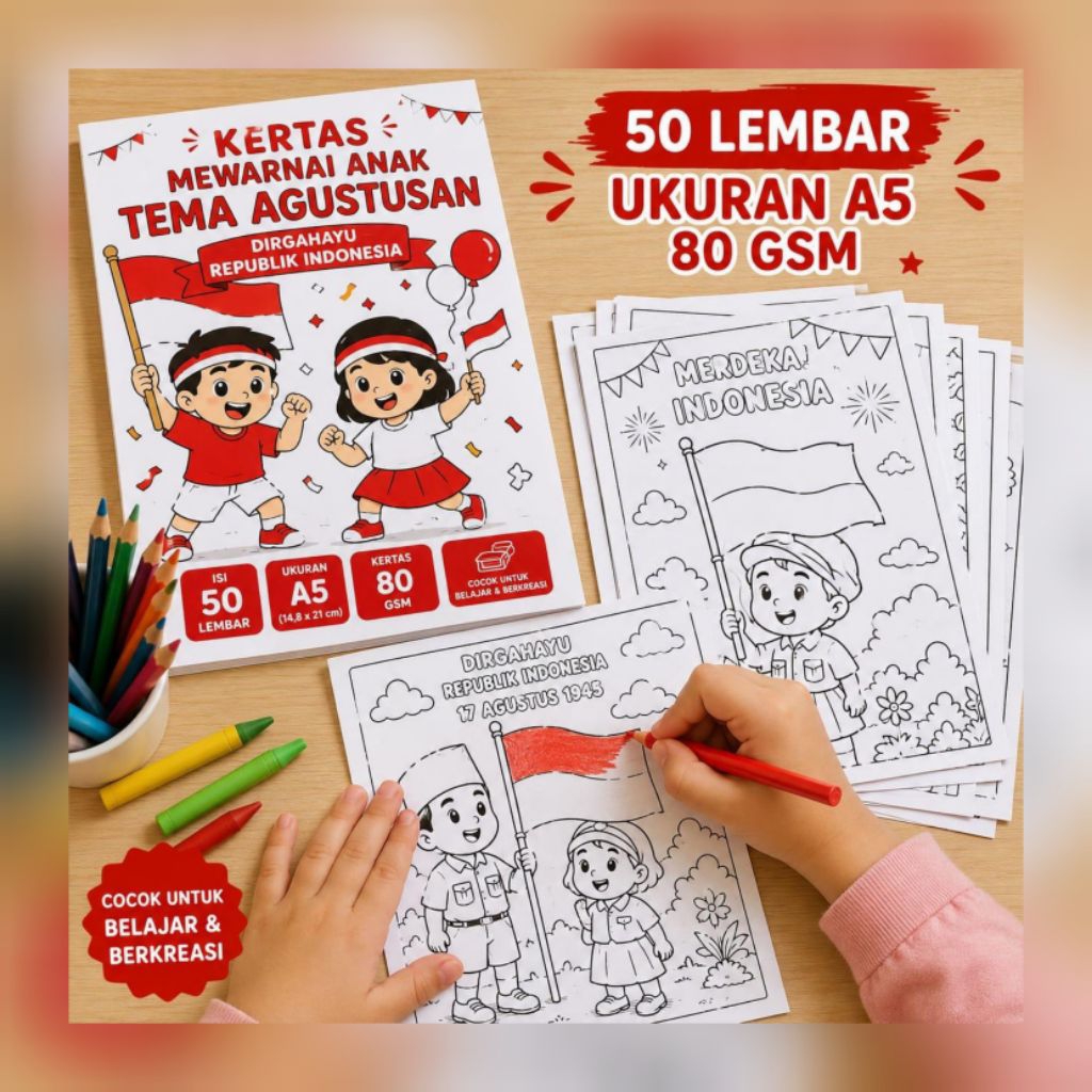 คอนเทนติส 50 แผ่นของ A5 A4 AUGUST THEME กระดาษสี