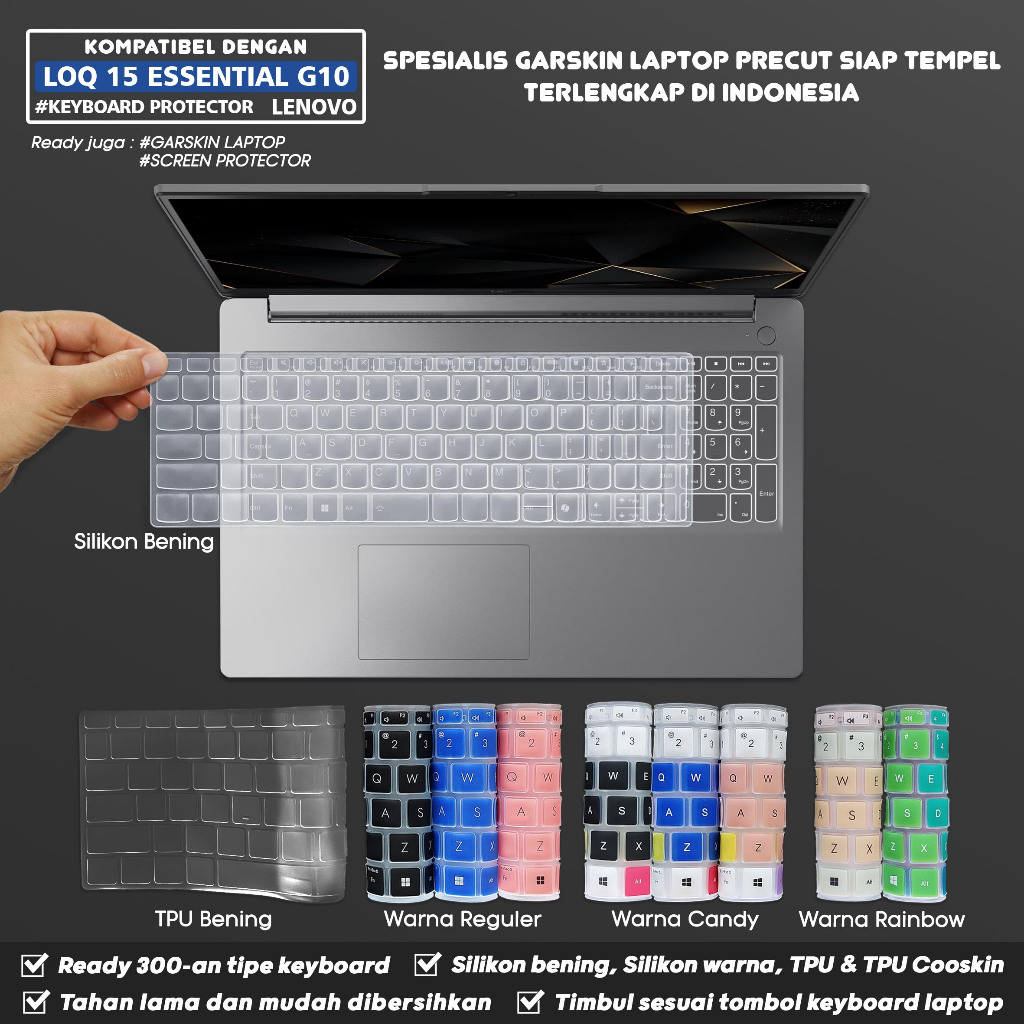 ฝาครอบคีย์บอร์ดเข้ากันได้กับ Lenovo LOQ Essential 15 15ARP10E Gen 10 Tpu ซิลิโคนใส