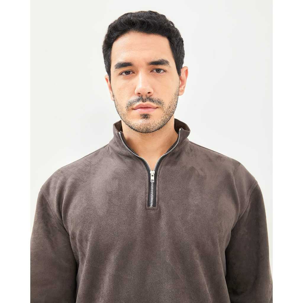 MATTHIEU MIGUEL - QUARTER ZIP SUEDE JACKET