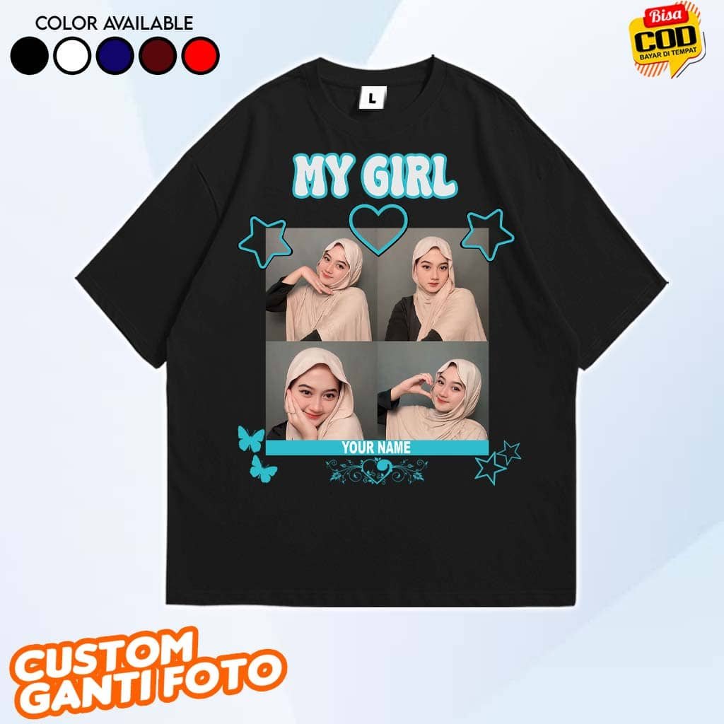 Bucin My Girl / My Boy เสื้อยืดสีดําสีขาวสามารถปรับแต่งด้วยรูปถ่ายและเขียนเสื้อยืดคู่รัก Unisex