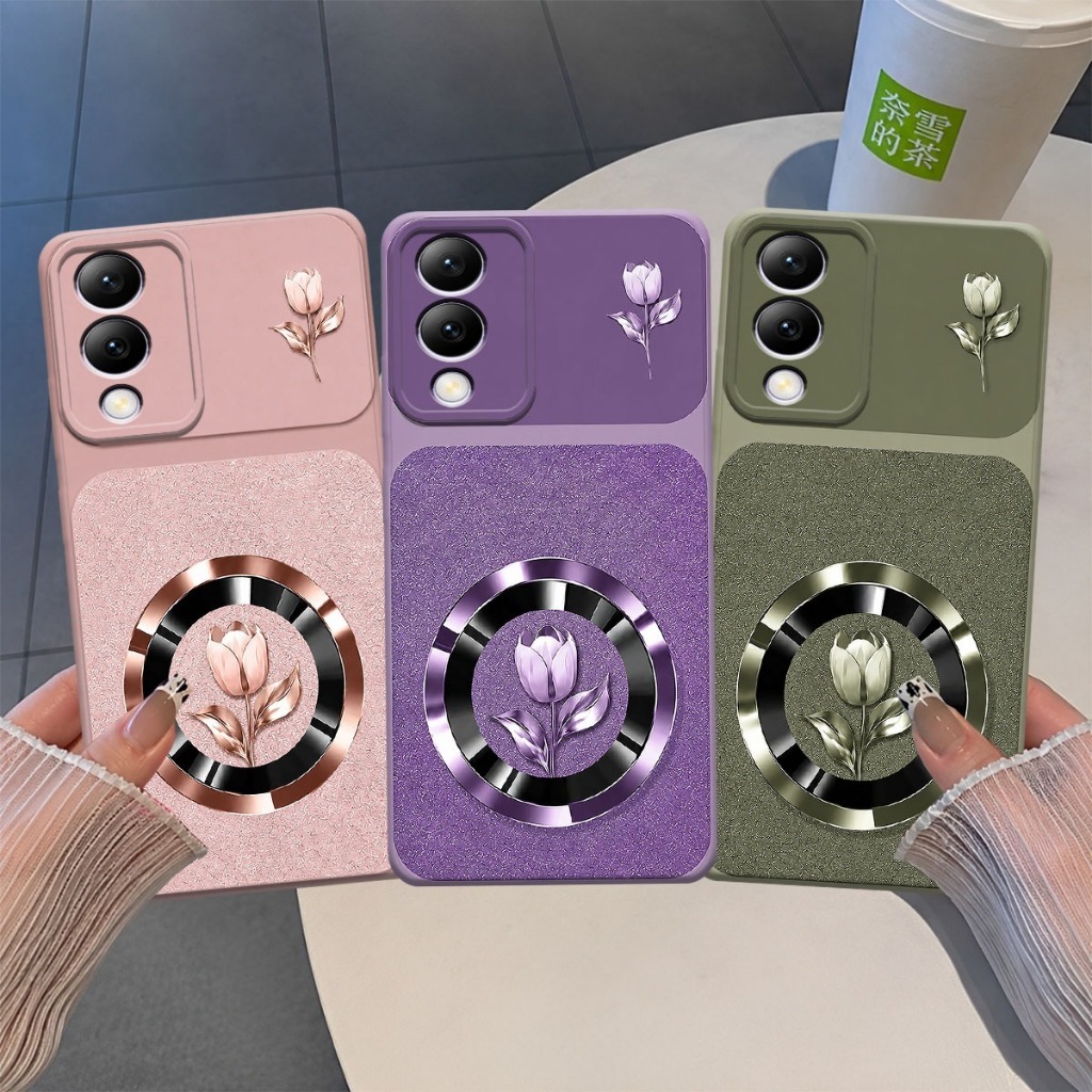 (FA-01) VIVO Y17S Softcase Procamera Silicon Case flower motif r0se beautifull Silicon - Casing HP -