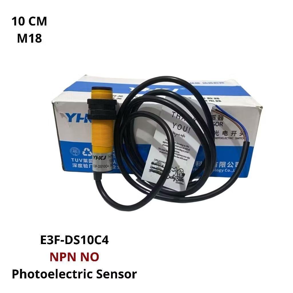 YHKJ E3F-DS10C4 โฟโตอิเล็กทริคเซนเซอร์ E3F DS10C4 NPN NO DC 6 36V ระยะทาง 10 ซม.อินฟราเรด