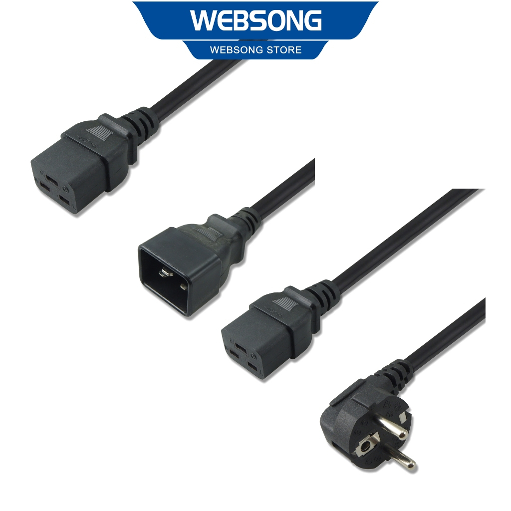 C19 C20 EU 1.5M 3x1.5mm OD8.0 250V 10A 16A WEBSONG สายไฟเซิร์ฟเวอร์