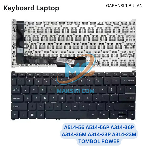 TOMBOL ACER ASPIRE A514-56 A314 BLACK QV03T_A10B A514-56 คีย์บอร์ดสีดํา - ปุ่มพลังงาน