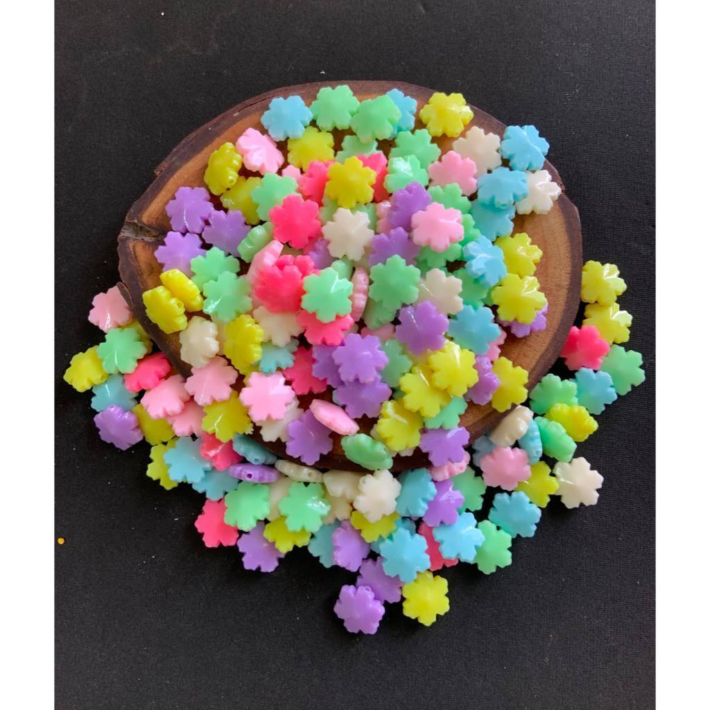 @25gram PASTEL ACRYLIC FLOWER BEADS MIX COLORS / ACRYLIC BEADS MIX COLOR CRAFT MATERIALS สําหรับ BRA