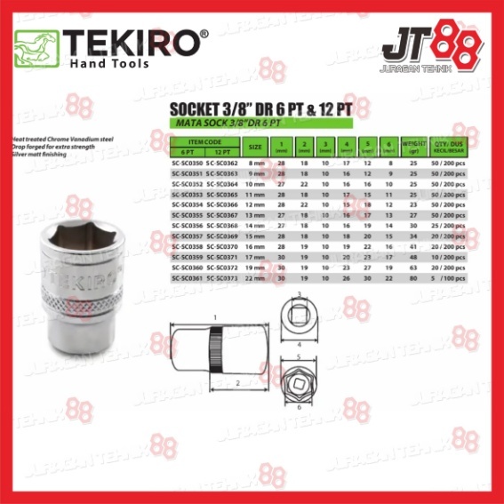 MATA TEKIRO 3/8" 6PT & 12PT SOCKET BIT // 6PT & 12PT ซ็อกเก็ตมือ