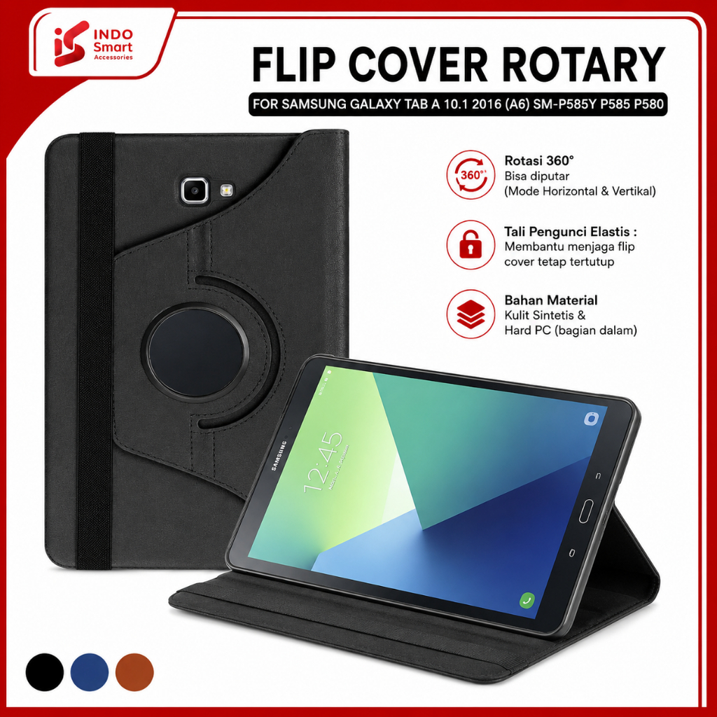 Samsung P585Y P580 P585 Galaxy Tab A6 10.1 2016 Rotary Flip Book Cover Casing Standing