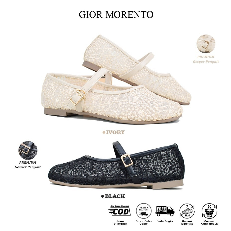 Marry Jane Womens Ballerina Flat Shoes Brocade SABRINA - GIOR MORENTO