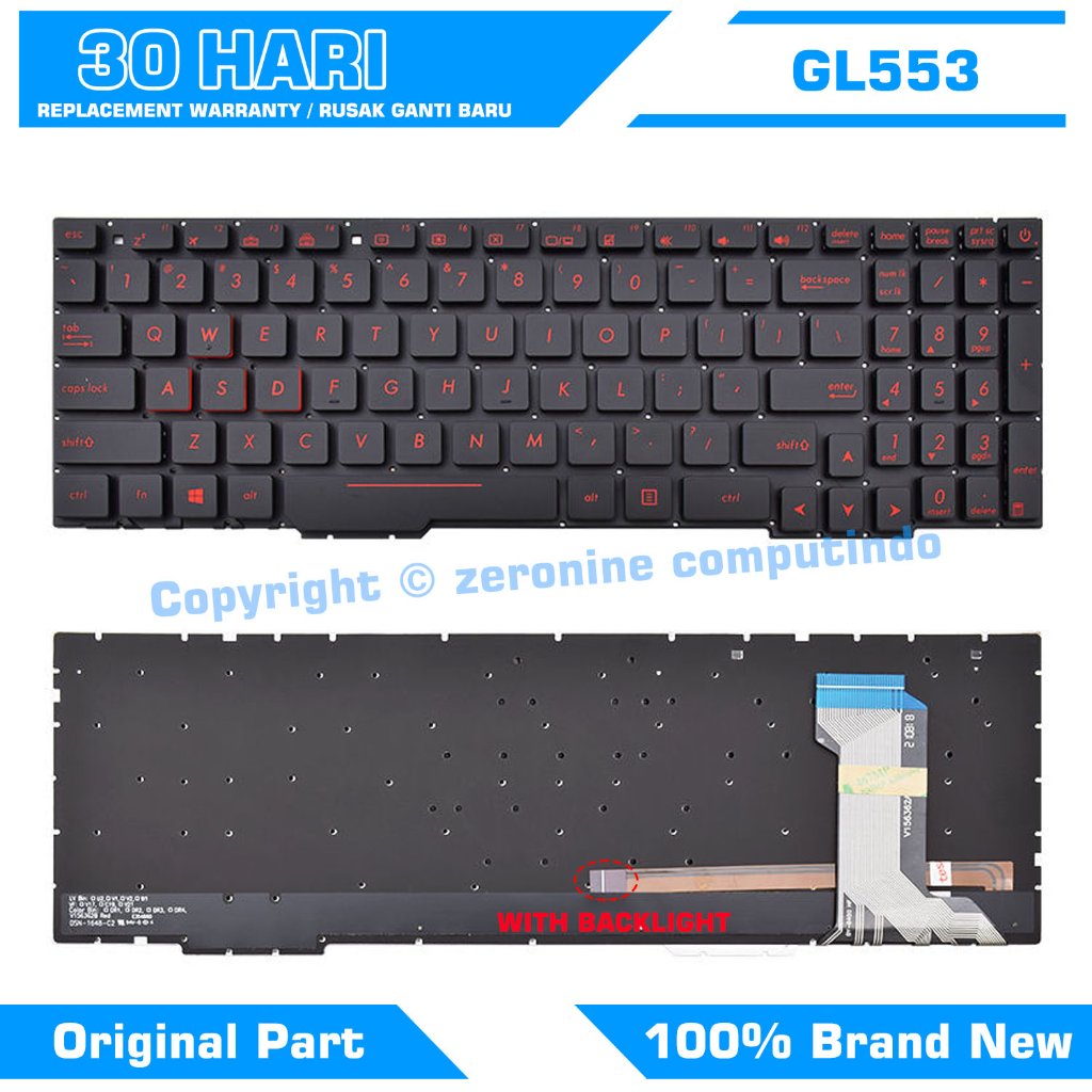 คีย์บอร์ด ASUS GL553 GL553V GL553VW ZX553VD ZX53V ZX73 FX553VD FX53VD