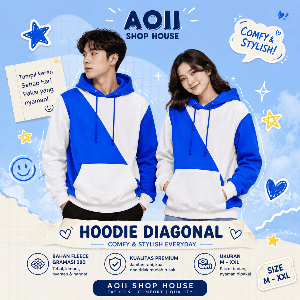 HOODIE TWO COLOR BLUE WHITE AOII