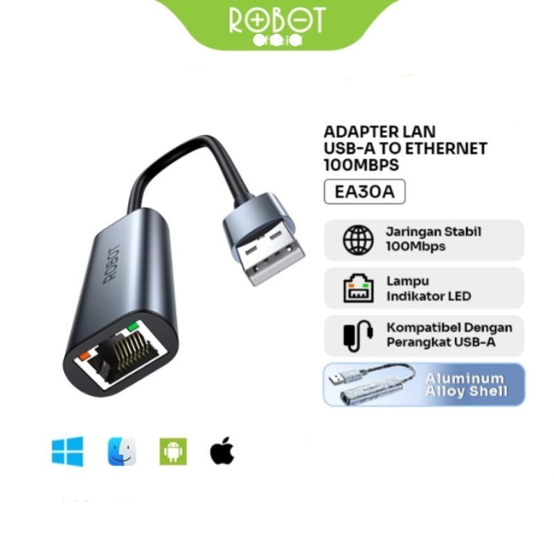 ROBOT EA30 Series Usb-A/Type-C to Ethernet/LAN 100Mbps Plug & Play Adapter