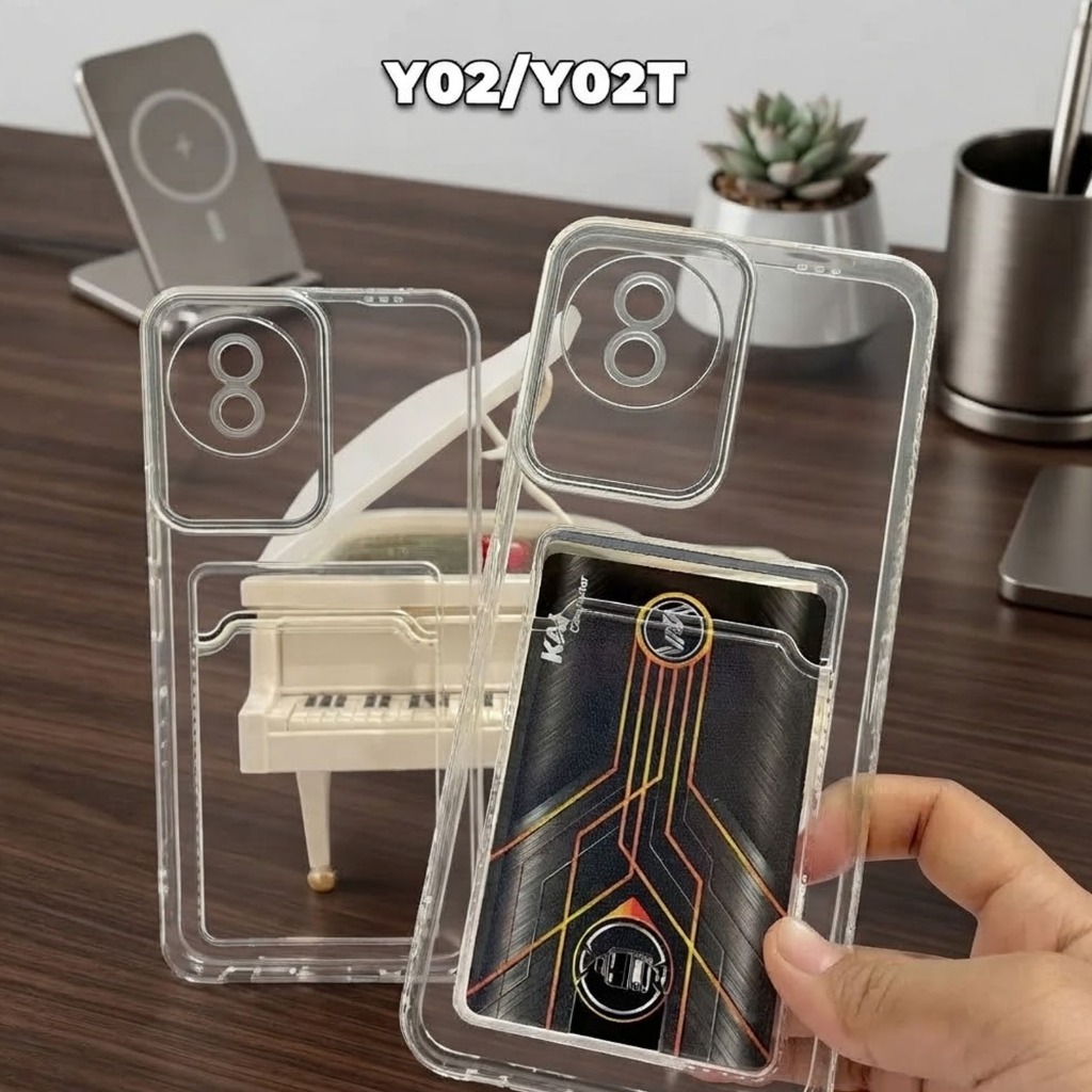 (PC 01) Softcase Slot Card Holder สําหรับ VIVO Y16/Y36/Y02/Y100/Y91C/Y1S/Y91/Y95/Y28/V27 5G/V27E/V27