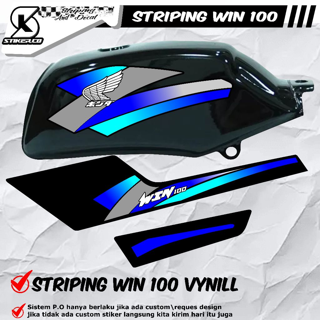 Win 100 44 สติ๊กเกอร์เรียงแถบ, การเปลี่ยนแปลงแถบร่างกาย HONDA WIN STRIPING แบบกําหนดเอง