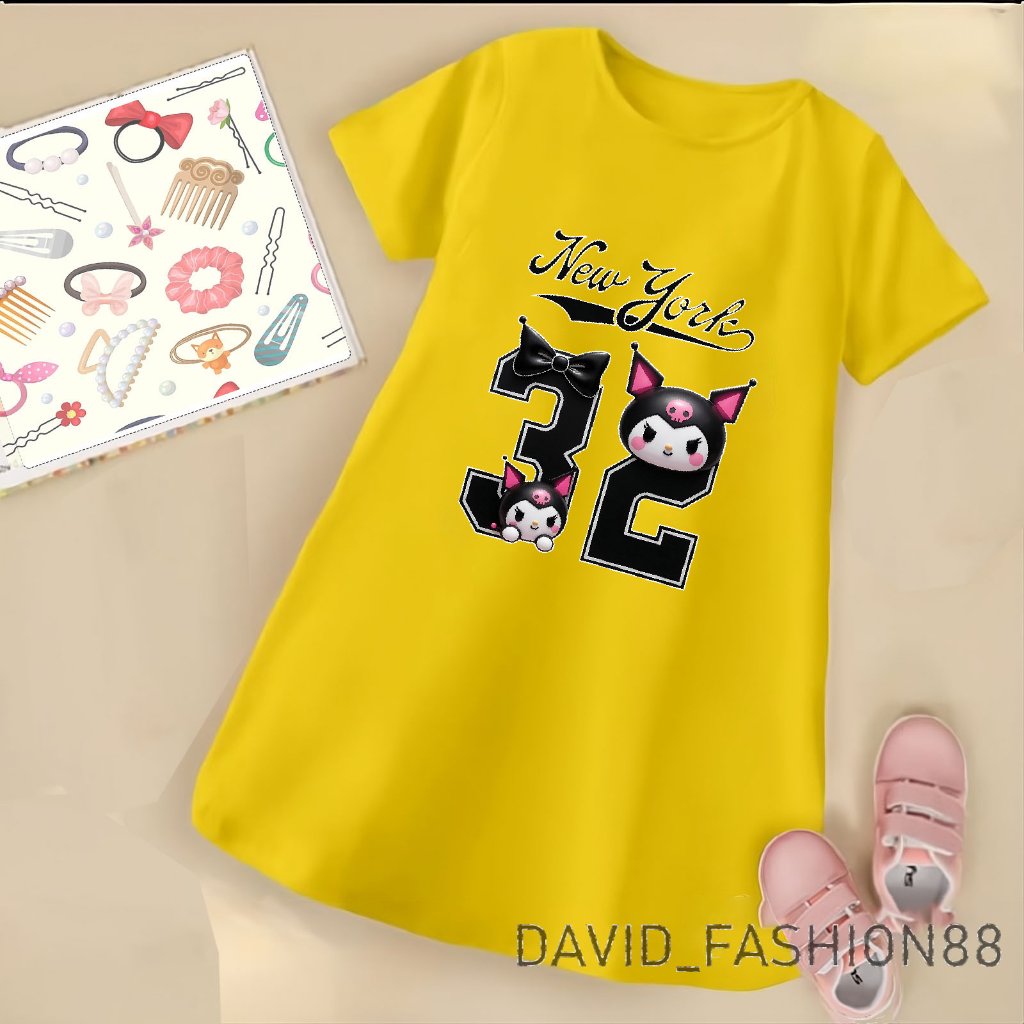 CHILDRENS DRESS 32 KUROMI MOTIF, GIRLS DRESS AGED 2-13 YEARS
