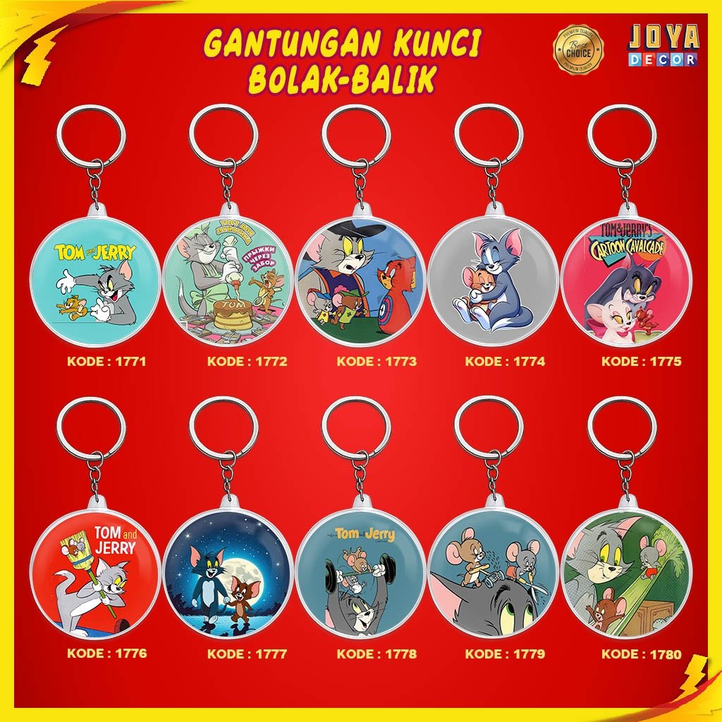 GANTUNGAN TOM & JERRY KEYCHAIN / TOM & JERRY ACRYLIC KEYCHAIN / TOM & JERRY ROUND KEYCHAIN XJ
