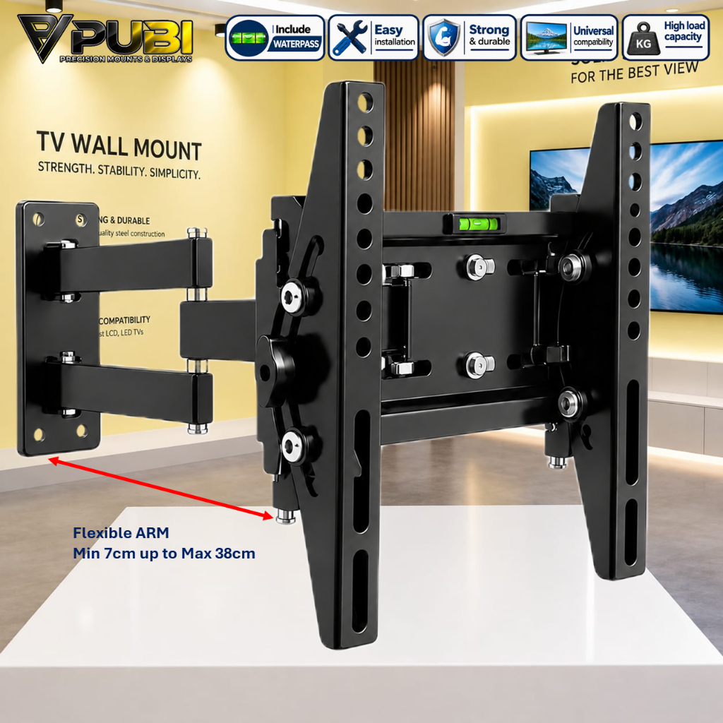 ฟรี HDMI!! ทีวี BRACKET 17" ถึง 43" สากล 43 42 40 32 28 24 21 17 นิ้ว TICKER IRON แขนหมุน 6 ทาง รุ่น