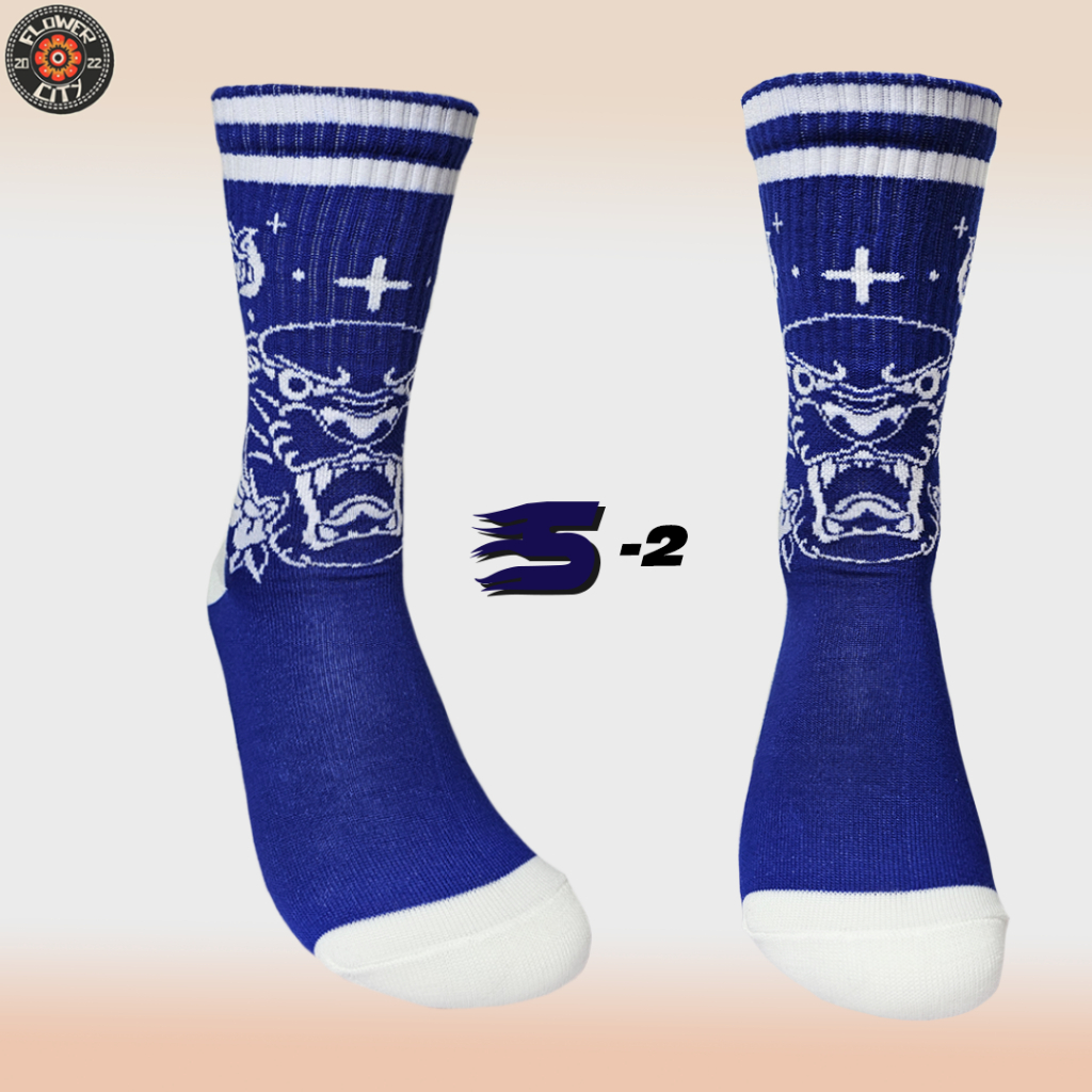 Oldschool Socks - Socks Series S - S2 - Tiger Navy - Flower.City