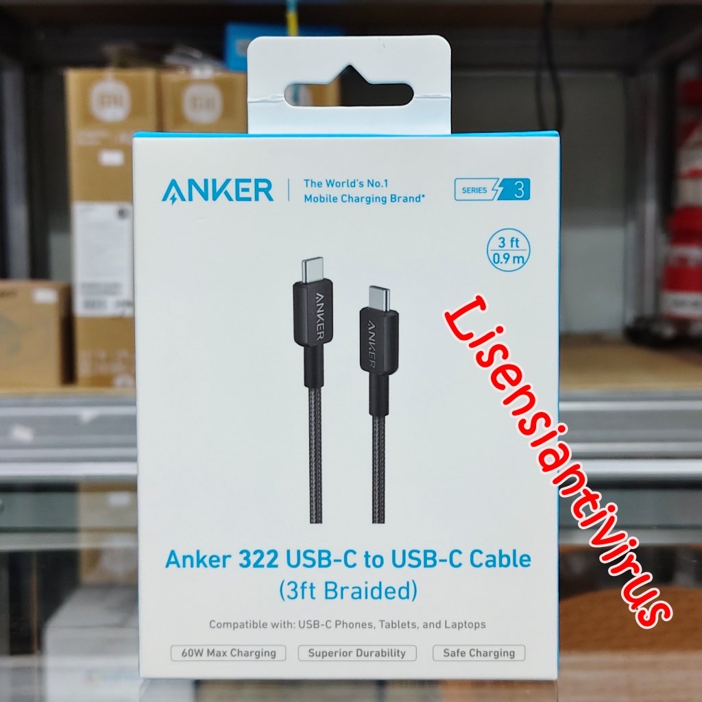 Anker 322 USB-C to USB-C TypeC to TypeC Data Cable 0.9m สายชาร์จ (แบบถัก 3 ฟุต) - A81F5H11
