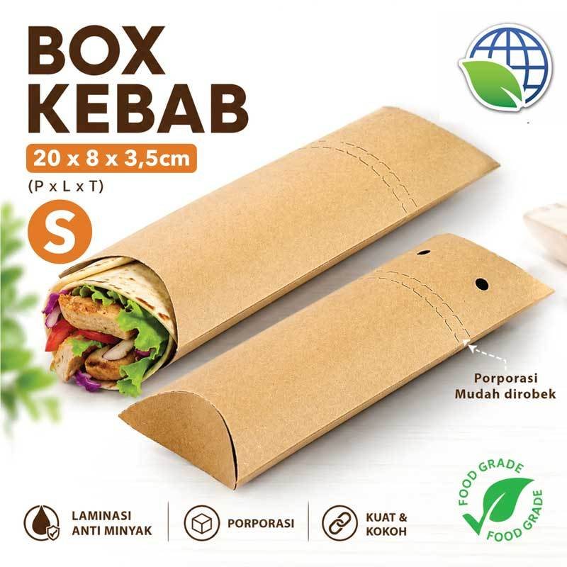 Kebab Box - กล่องเคบับ - สีน้ําตาล KRAFT Kebab Box - S (50 ชิ้น)